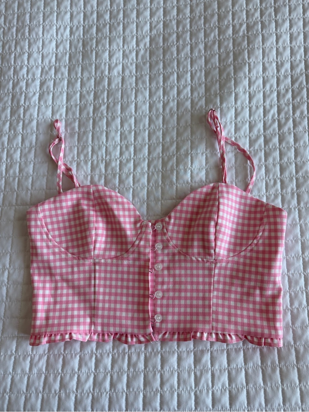 Zara Pink Gingham Bustier Crop Top